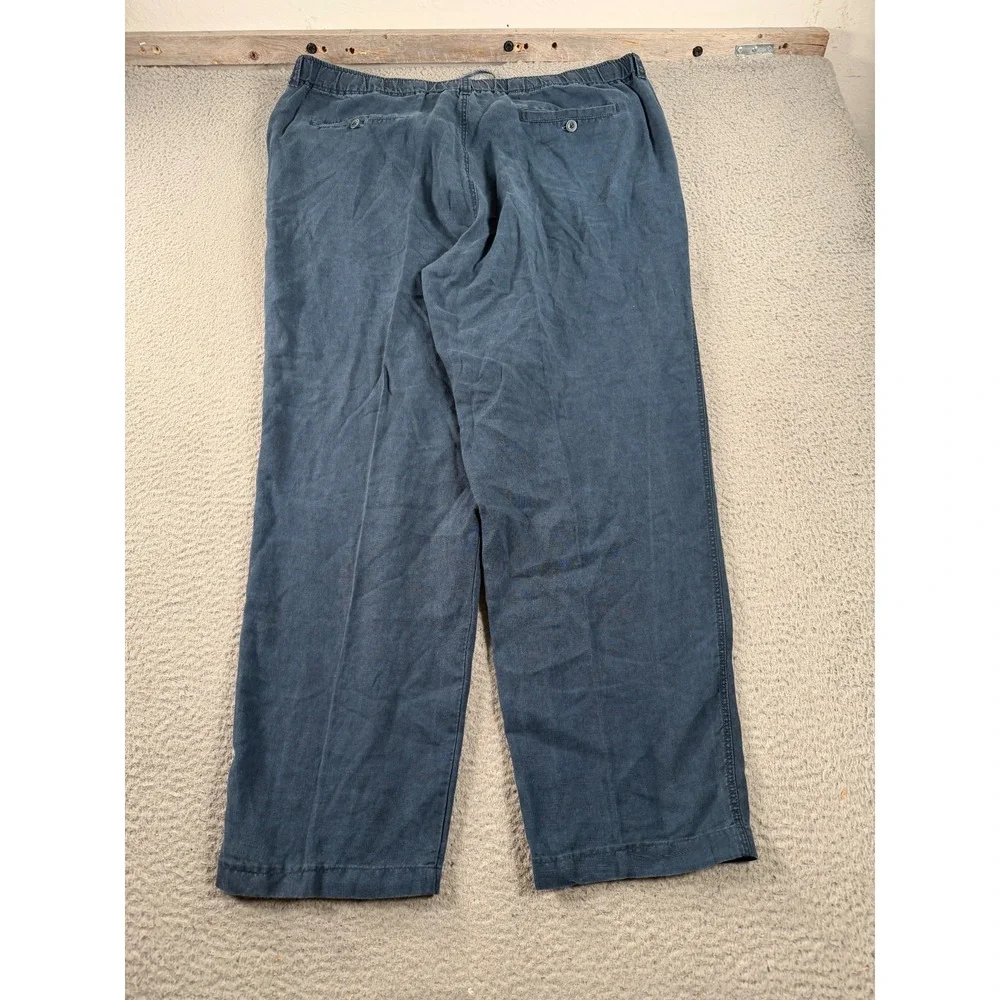 Tommy Bahama Relax Linen Pants Mens 2XL (38x30) Blue Elastic Waist Drawstring